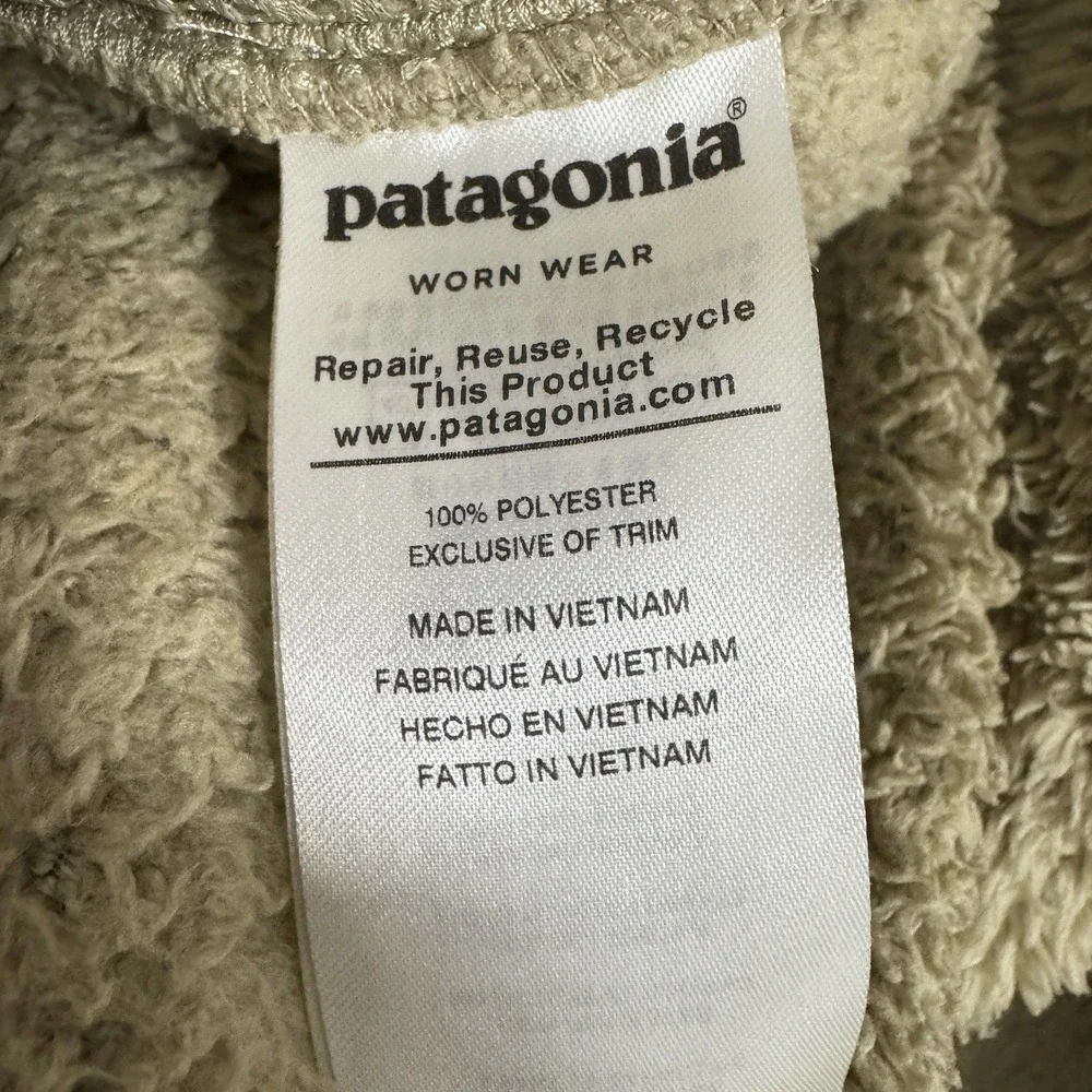 Patagonia Los Gatos Fleece Pullover Girls M 10 Tan Sherpa Quarter Zip Warm Cozy‎